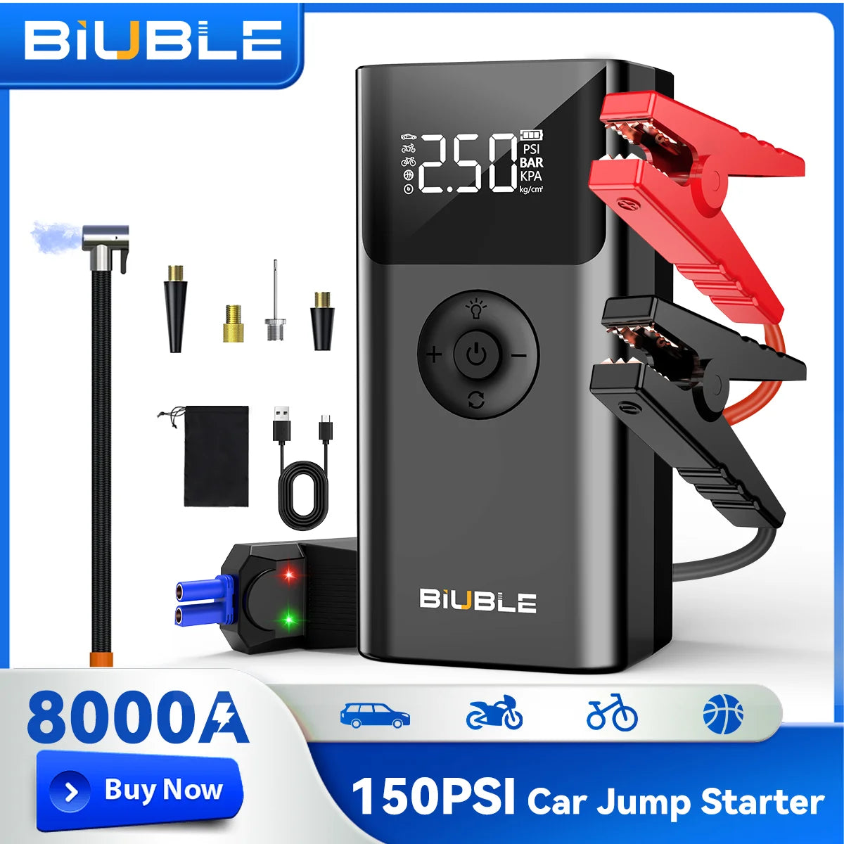 Portable Car Jump Starter with Air Compressor