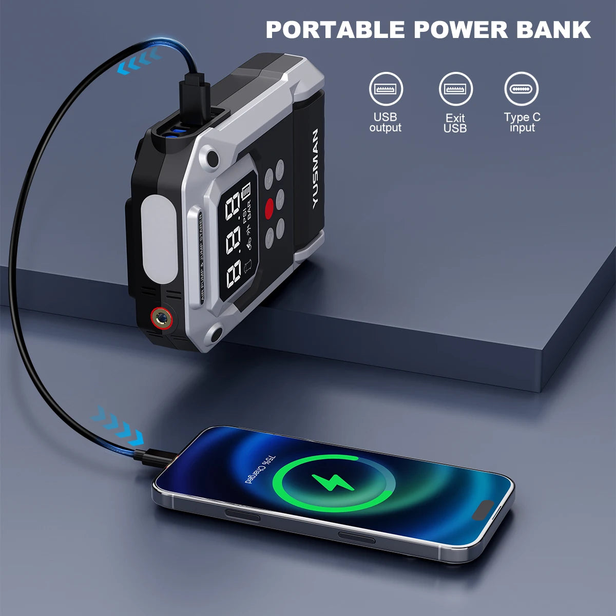 Portable Car Jump Starter with Air Compressor