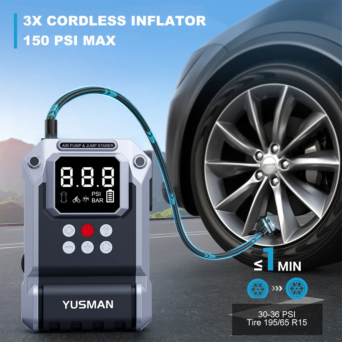 Portable Car Jump Starter with Air Compressor
